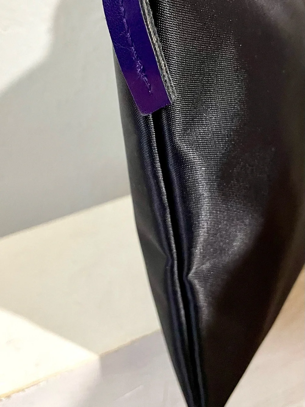 Tumi Delta Black Purple Zip Pouch Travel Organizer Clutch Bag Nylon Tech Case